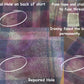Green Blue Pink Tie Dye Flannel  showing hole repaired on back of shirt