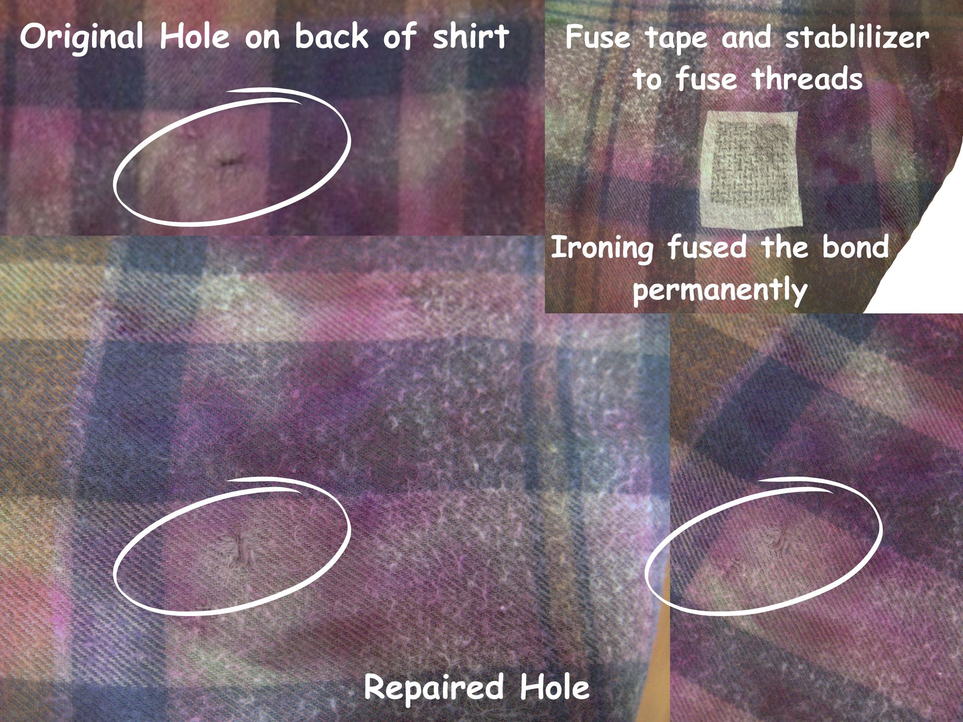 Green Blue Pink Tie Dye Flannel  showing hole repaired on back of shirt