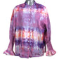 Purple pink and blue women's medium dress shirt showing front of shirt