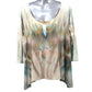 Women's Blue and earth colors gravity dyed top showing front
