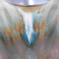 Women's Blue and earth colors gravity dyed top showing front top detail of shirt