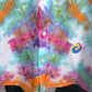Turquoise, Purple and Orange Men's long sleeve Dress Shirt, showing bottom front detail
