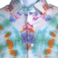 Turquoise, Purple and Orange Men's long sleeve Dress Shirt, showing top front detail