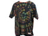 Ocular Reverse Tie Dye T Shirt using a Spiral Design in Green, Orange and Black, in size Large, showing front of shirt