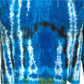 Hand-Dyed Tie Dye Shirt, Blue Turquoise Black, Fitted Women's Button Down Medium, Upcycled Cotton Spandex Blend showing back bottom detail