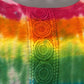 Women's XL Rainbow Embroidered Tee in an Accordion Fan Fold Style, showing front top detail