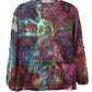 Tie dye blouse size large back view long sleeves psychedelic purple green blue colors