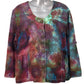 Hand dyed tie dye blouse large long sleeve button front sustainable hippie fashion