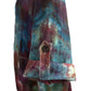 Tie dye blouse left sleeve cuff detail with button tab purple blue green hand dyed pattern