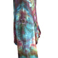 Side view left sleeve tie dye blouse large showing length drape hand dyed sustainable clothing