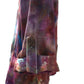 Roll tab right sleeve detail on upcycled tie dye blouse showing button closure hand dyed