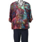 Styled tie dye blouse large with statement necklace purple teal hand dyed boho fashion