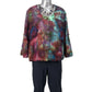 Hand dyed tie dye button down blouse styled boho hippie fashion sustainable clothing