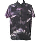 Front view mens tie dye polo shirt size large black purple with chest pockets