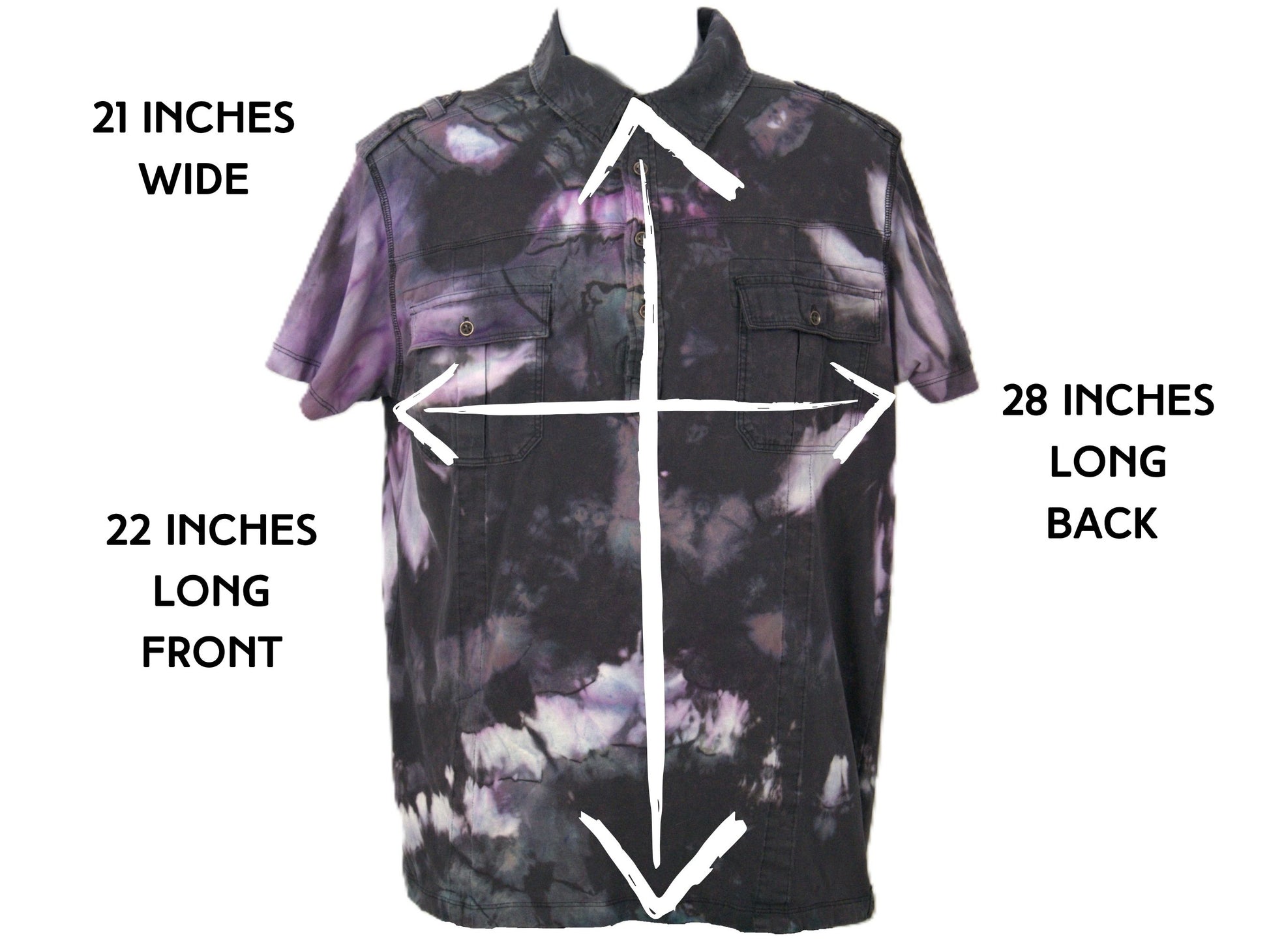 Mens polo shirt size large measurements 21 inches wide 28 inches long tie dye