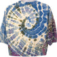Back view tie dye top size XXL blue purple green spiral pattern eyelet sleeves