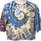 Front view tie dye top XXL womens blue green purple eyelet lace sleeves hand dyed