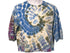 Front view tie dye top XXL womens blue green purple eyelet lace sleeves hand dyed