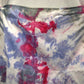 Women's 14 Circle Skirt with Pink Purple and Gray Tie Dye, showing front top detail