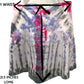 Women's 14 Circle Skirt with Pink Purple and Gray Tie Dye, showing measurements:  18 inch wide at waist (or about 36 inch waist) and 21.5 inches long